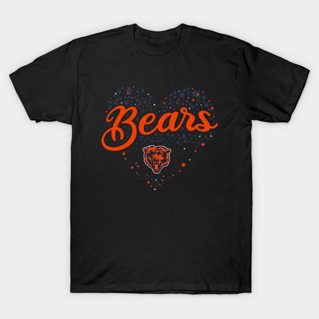 Азиатский размер Мужская черная футболка с принтом Chicago-Bears Печать методом термопереноса без вырезания Хлопковая футболка
