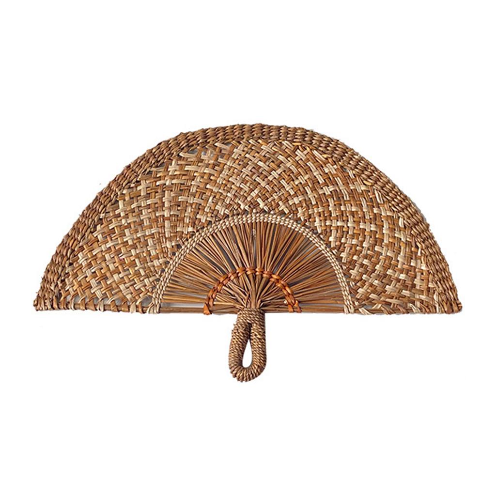 Handwoven Natural Straw Fan Decorative Wall Photo Props Hanging Country Styles Straw Fan Wall Hanging Decorations
