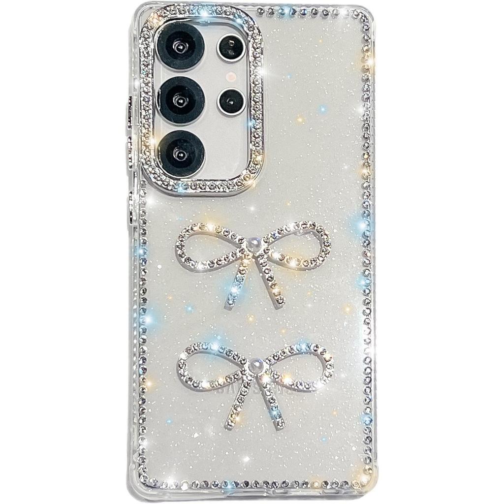 Защитный чехол для Samsung S26 Ultra со стразами и бантом, блестящий, противоударный, роскошный дизайн