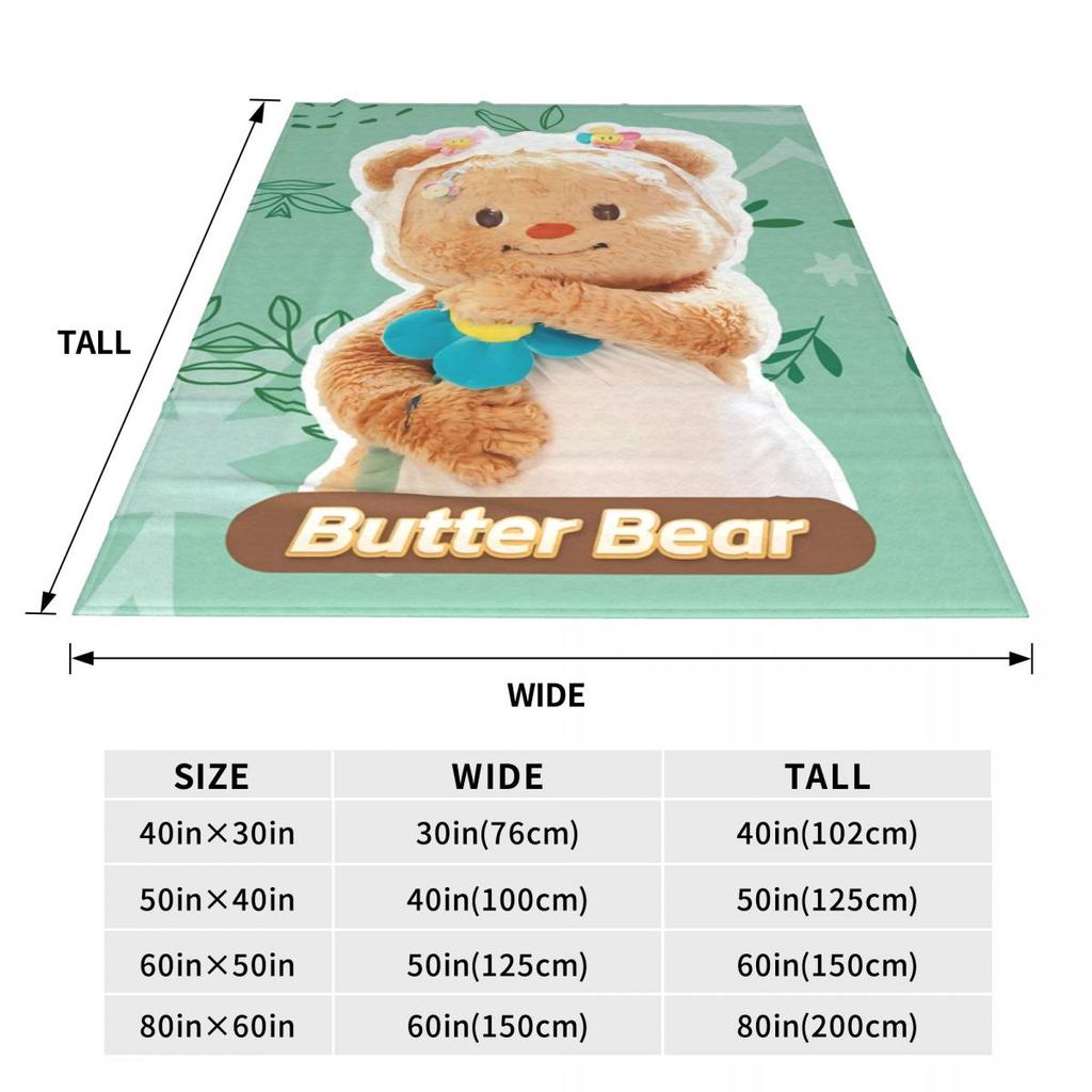 ButterBear Flowers Warm Soft Blankets Decorative Plush Throw Blanket Funny Outdoor Flannel Bedspread Sofa Bed Cover