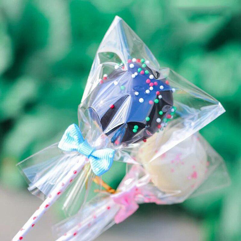 100 шт. прозрачные пакеты для конфет, плоские открытые пластиковые пакеты для упаковки печенья на день рождения, леденцов, подарочные пакеты AVE