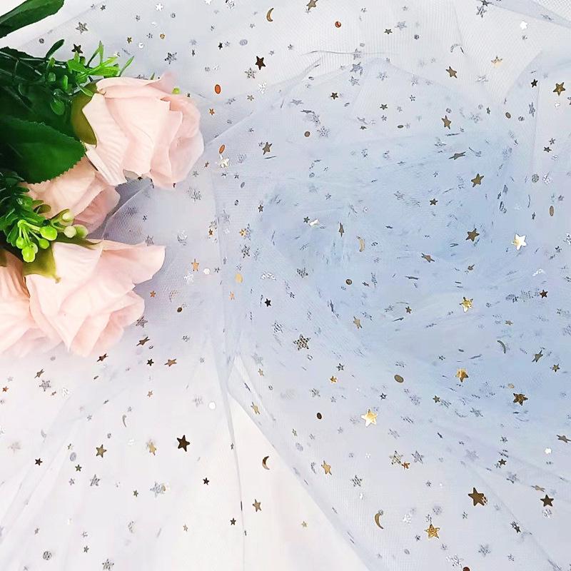 Предварительно нарезанная сетчатая ткань из тюля «Звездная луна» для букетов, юбок для стола и платьев для кукол