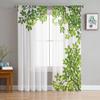 Тюлевые шторы с зелеными ветвями растений и листьями для гостиной, украшения спальни, прозрачная шифоновая прозрачная оконная занавеска из вуали