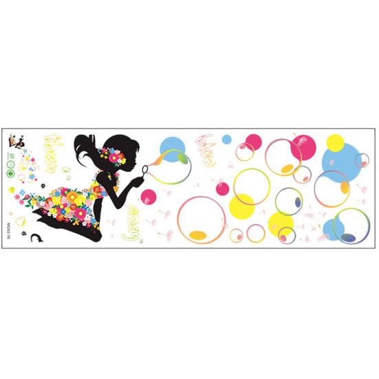 Wall Sticker Self-adhesive Easy to Apply PVC Fairy Girl Flower DIY Wall Decorative Sticker for Living Room