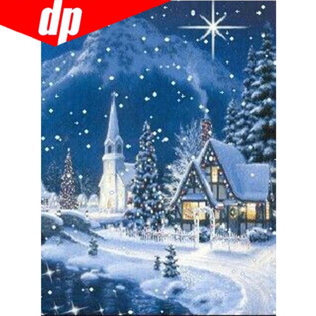 Snow Scenery Round Rhinestone Diamond Embroidery Diy Diamond Painting Handicraft Mosaic Cross Stitch