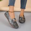Ladies Shoes On Sale 2024 New One Kick Women's Flats Spring Autumn Round Toe Chain Snake Pattern Flat Casual Comfortable Shoes