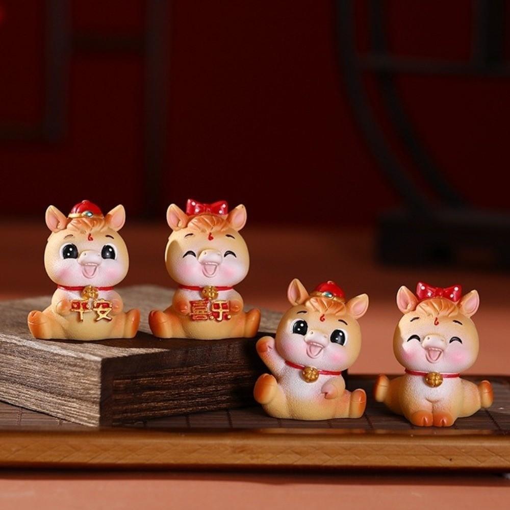 Lifelike 2026 Horse Year Figurines Resin Horse Statue Zodiac Horse Mascot New Year Gift