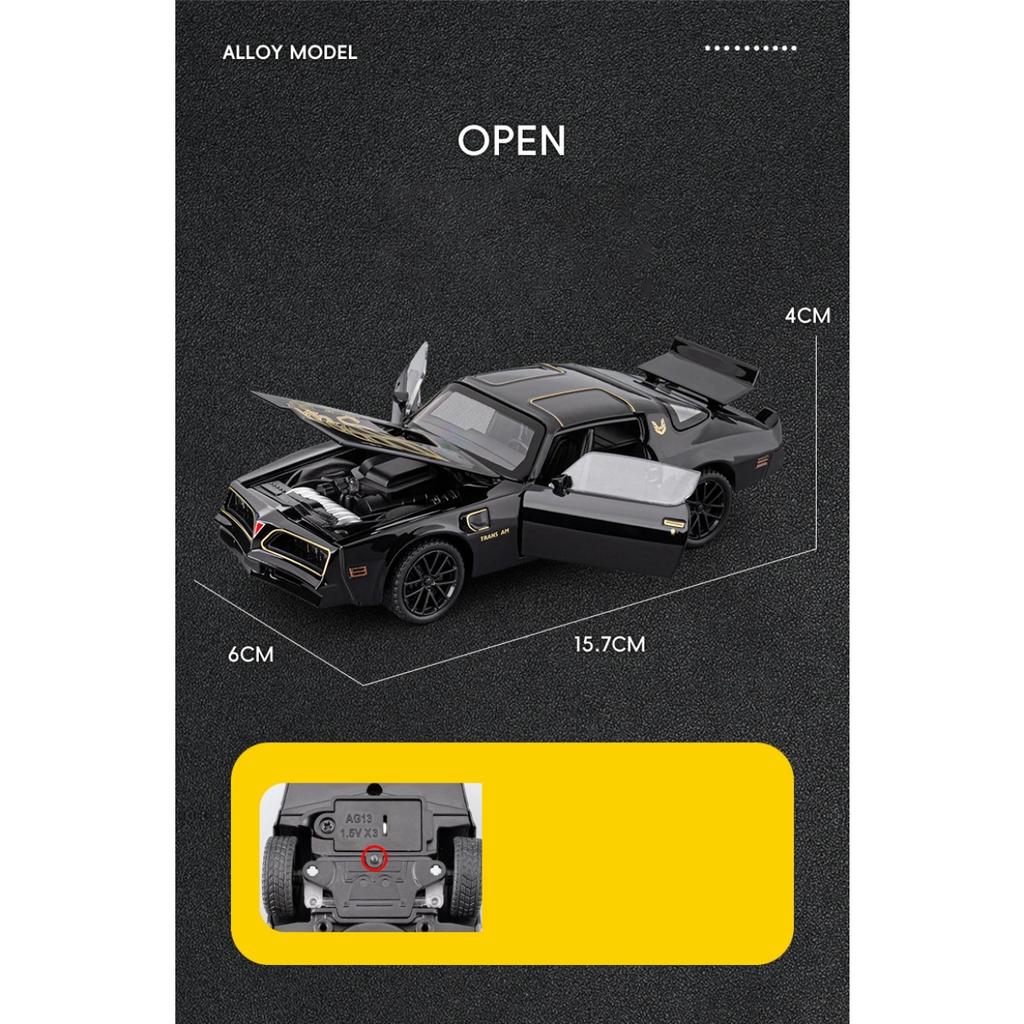 NEW 1/32 Pontiac Firebird Alloy Muscle Car Model Sound and Light Pull Back Children's Toy Collectibles Birthday Gift