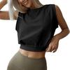 Женские сексуальные толстовки, топы, лето 2023, летние футболки без рукавов, повседневные свободные футболки, однотонная свободная футболка с круглым воротником, одежда 28313