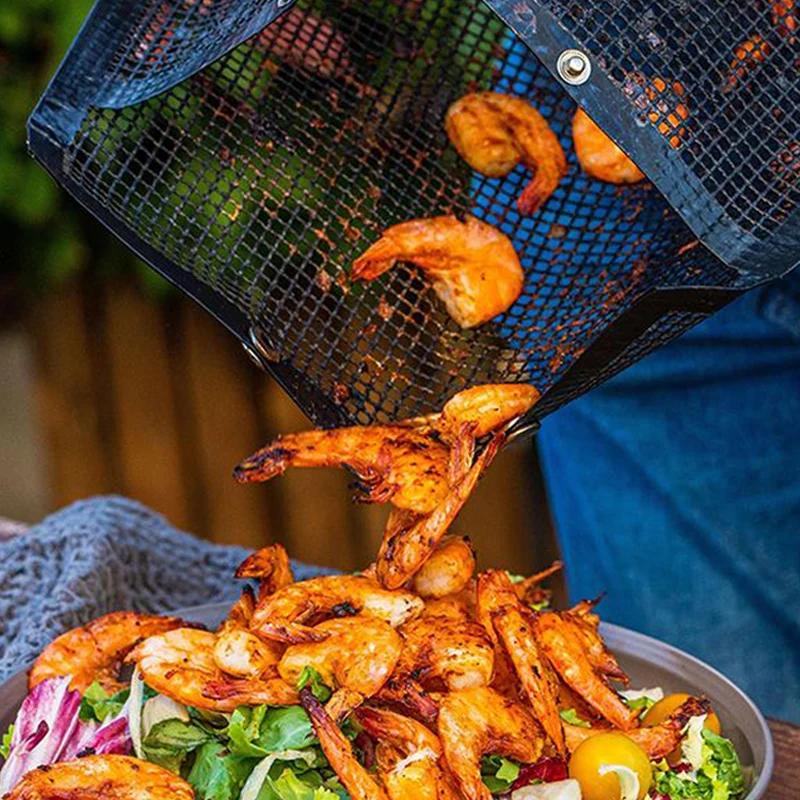 Антипригарный сетчатый мешок для гриля из ПТФЭ, коврик для барбекю, многоразовый коврик для гриля, мешок для приготовления овощей и мяса, угольный гриль, аксессуары для барбекю