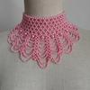 Imitation Pearl Fake Collar Necklace Hollow Design Multi Layer Detachable Collar Solid Color Dress