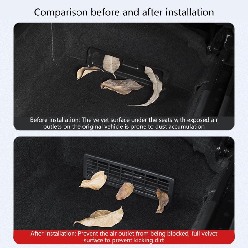 2pcs For Model Y Juniper 2025 Car Air Outlet Cover Under Seat Vent Protection Cover Anti clogging grille protector