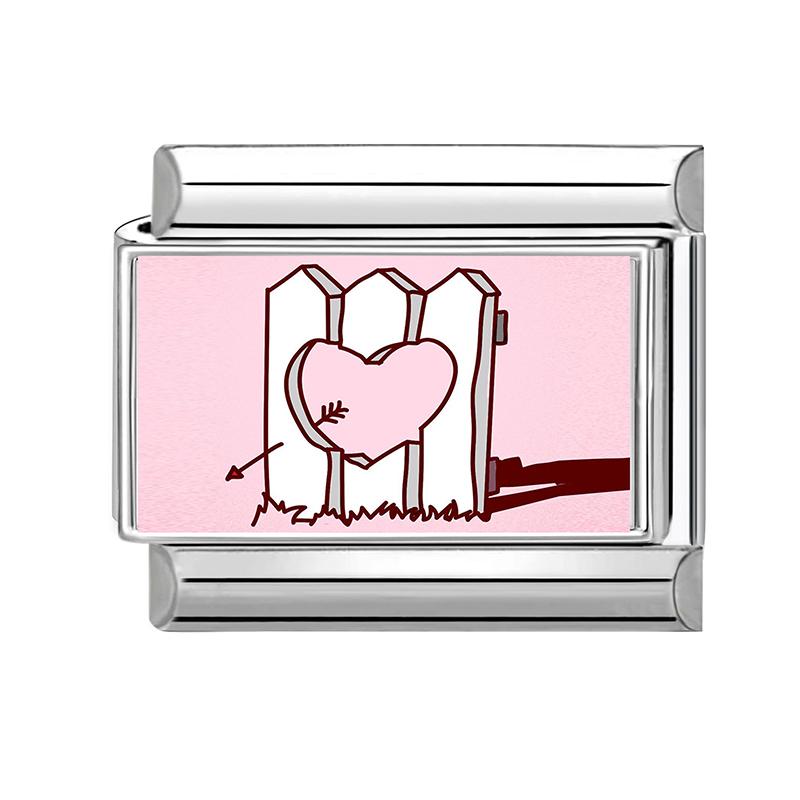 New Pink Love Series Y2K Cute Cat Dolphin Heart Italian Charm Links Fit 9mm Stainless Steel Bracelet Girls' DIY Making Jewelry