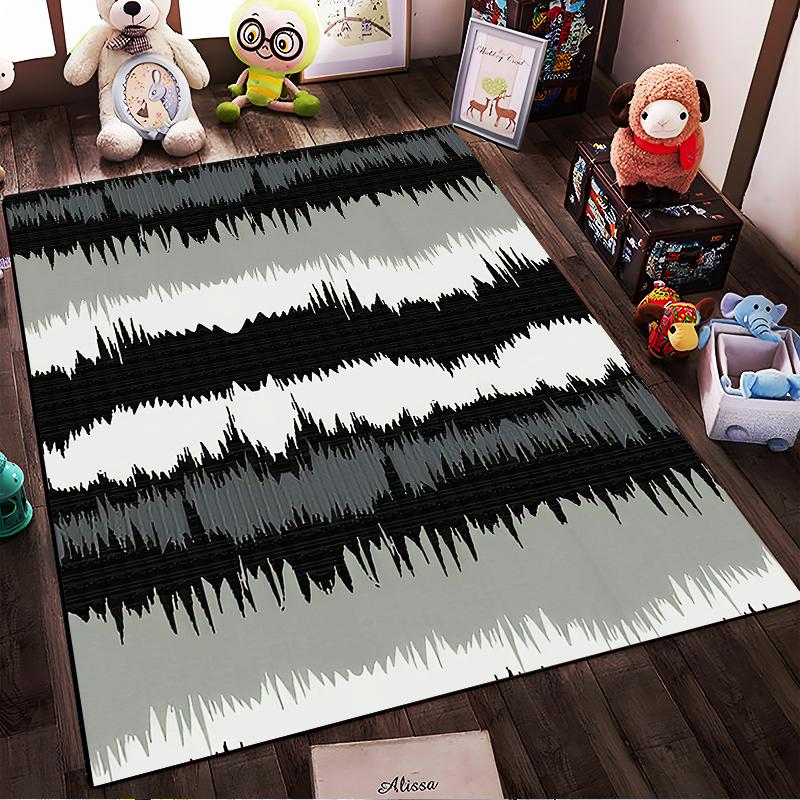Modern Abstract Black Gray Wave Pattern Area Carpet for Living Room Suitable for use as an anti-slip for living room bedroom sofas