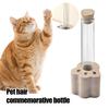 Мемориальная бутылка для шерсти питомца Прозрачная трубка и деревянная основа с кошачьей лапкой Бутылка для хранения усов кошки, сувенир, предмет коллекционирования для сохранения воспоминаний о питомце