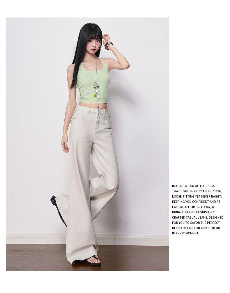 Lazy style high waisted elastic micro flared jeans for women, new slimming and versatile casual pants