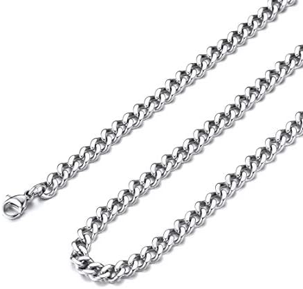 FindChic Stainless Steel Flat Chain Necklace for Men Women Silver Gold Black Hip Hop Jewelry with Free Gift Box Valentine Birthday