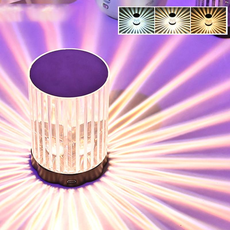 Led Crystal Table Lamp 3/16 Colors Rechargeable Romantic Diamond Lamp Bedroom Bedside Night Light