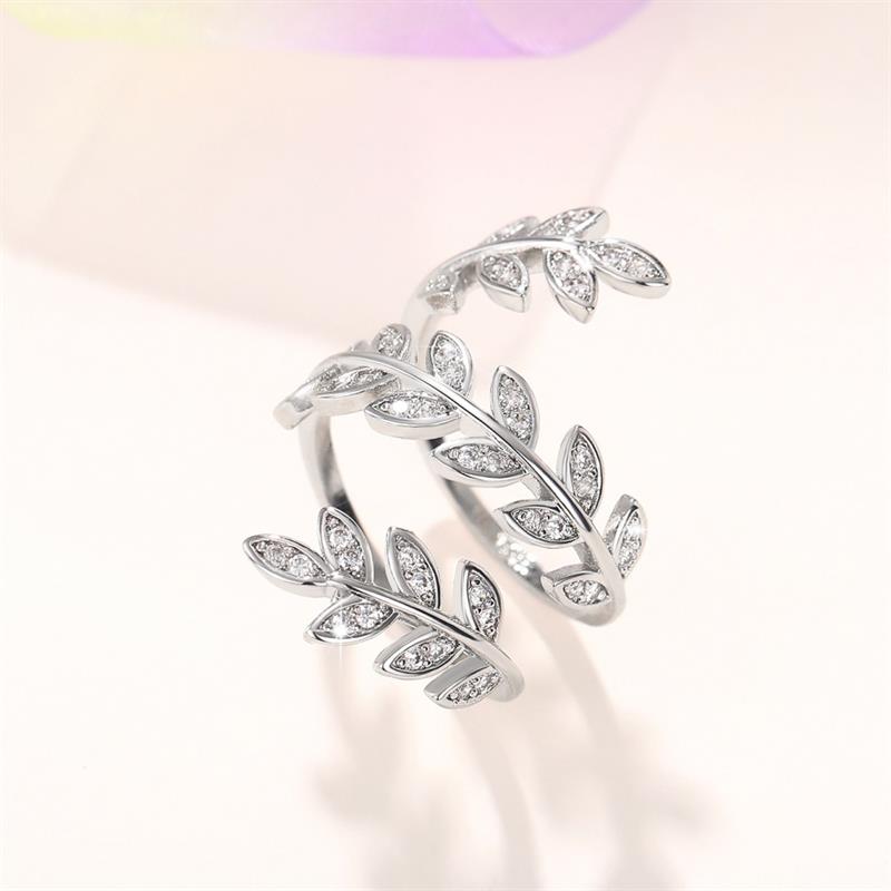 Xiaomi Huitan Silver Color Women Ring Leaf Vine Design Fresh Style Party Wedding Trendy Accessories Elegant Versatile Jewelry Inlaid CZ