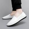 Fashion Genuine Leather Men's Loafer Classic Black and White Flat Bottom Daily Office Outdoor Leisure Business Driving Walking Shoes