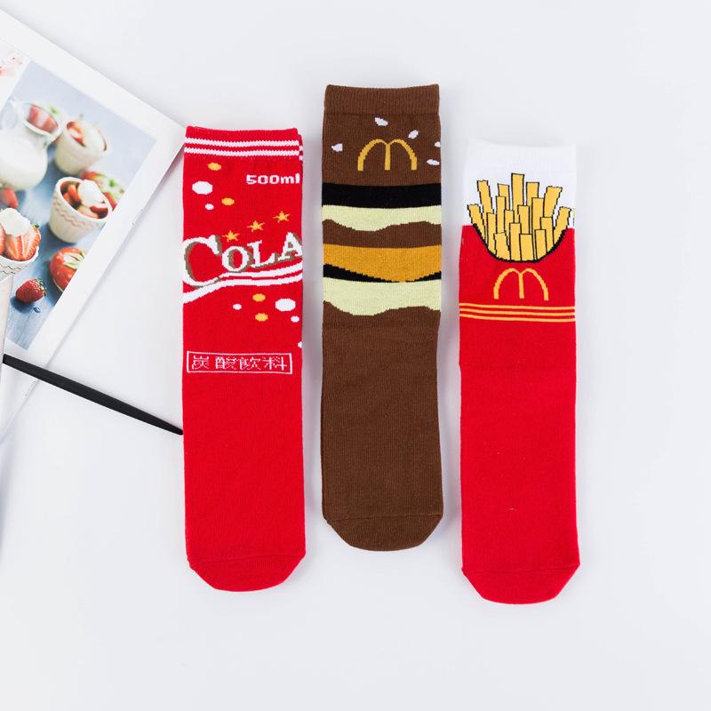 Funny Harajuku Women Casual Cartoon Fruit Sock Hot Sale Banana Avocado Lemon Egg Cookie Donuts Colorful Japanese Skateboard Sock