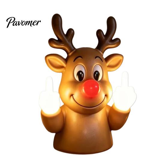 Humorous Christmas Party Decor Middle Finger Light, Naughty Santa Claus Reindeer Giving Lamp with LED Whimsical Gifts for Colleagues Warm Glow,
