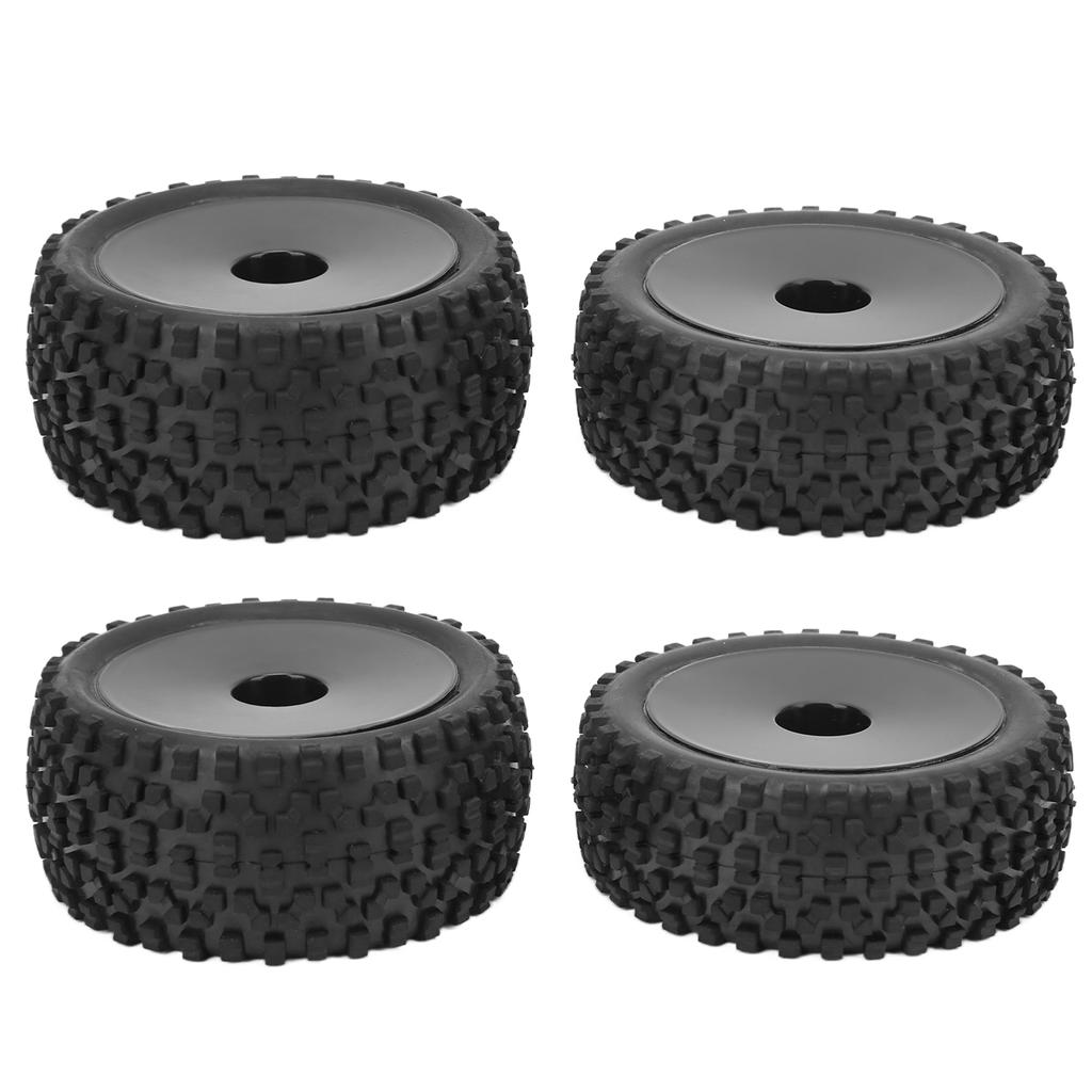 4pcs RC Front Rear Tires and Wheels with 12mm Hex for 1/10 RC Off Road Car Upgrade PartsBlack
