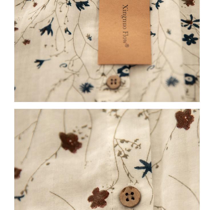 Женская художественная хлопково-льняная весенняя рубашка позднего Цин, двухслойная