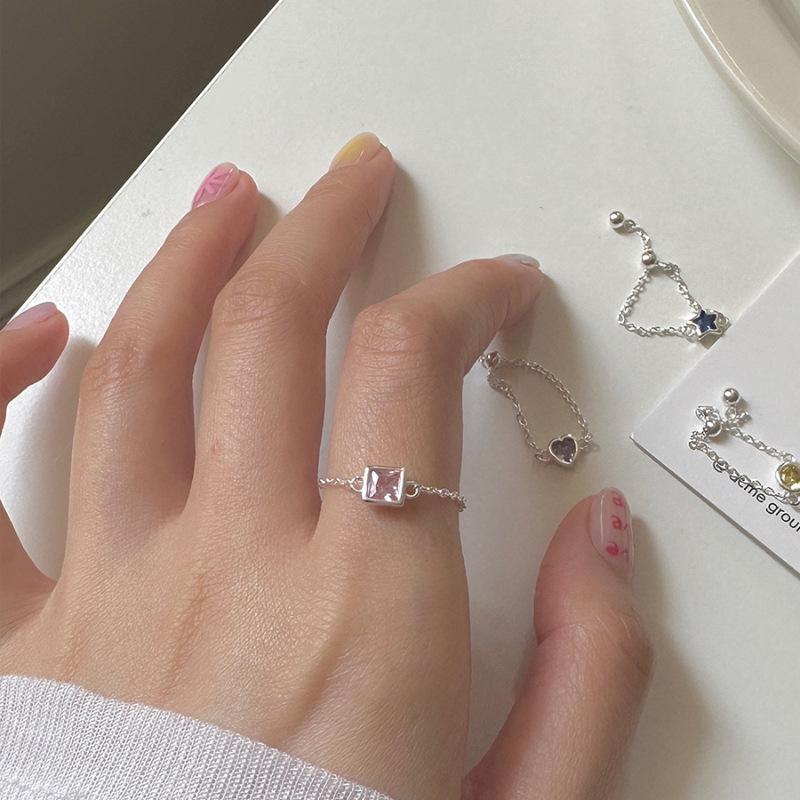 VENTFILLE Кольцо с цепочкой из меди и цветным цирконом для женщин и девушек Подарок Дизайн Универсальное Ins Украшения Дропшиппинг