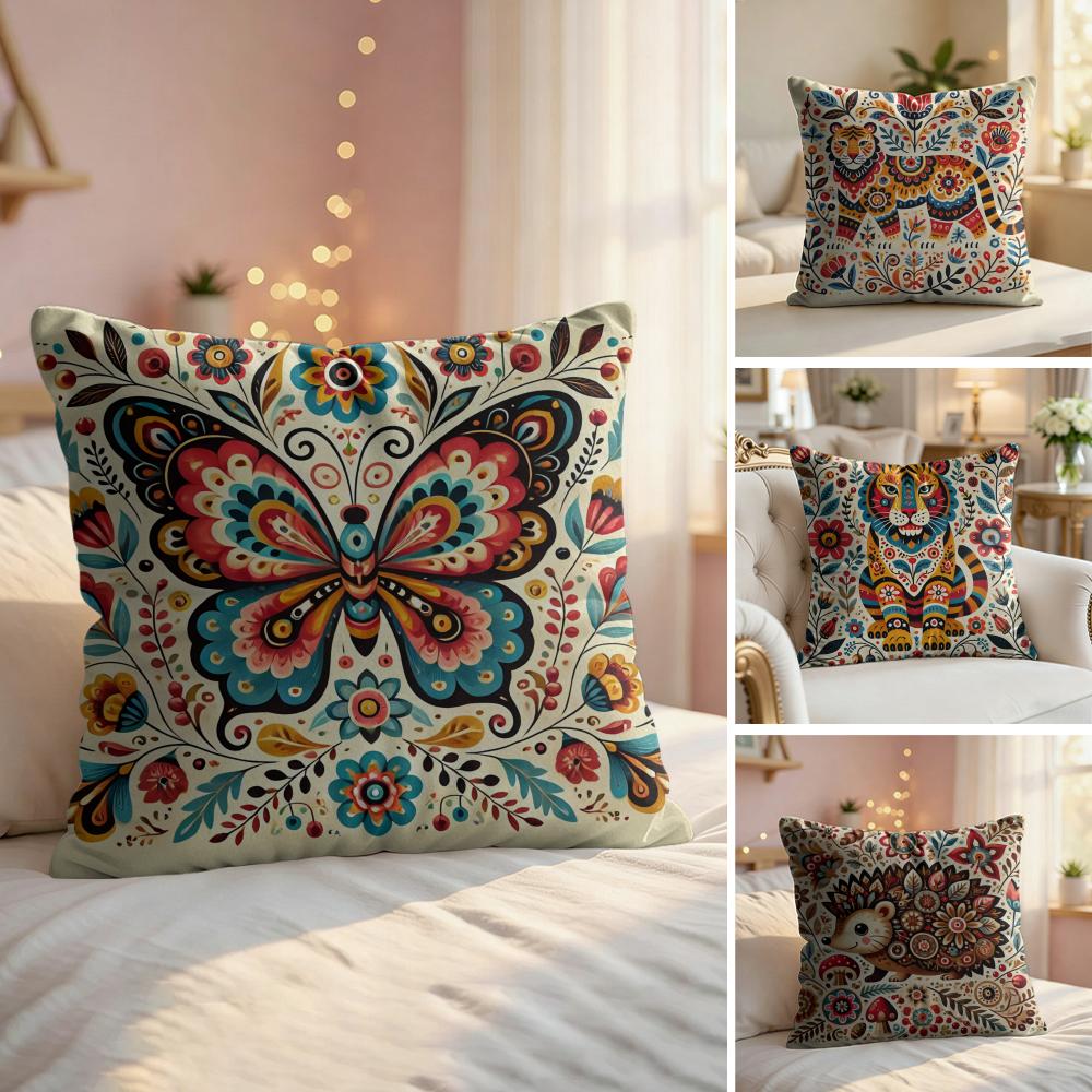 Modern Print Creations animal Cushion Cover Natural Linen Organic Fabric DoubleSided Printing Couch Pillow Covers Home Decor