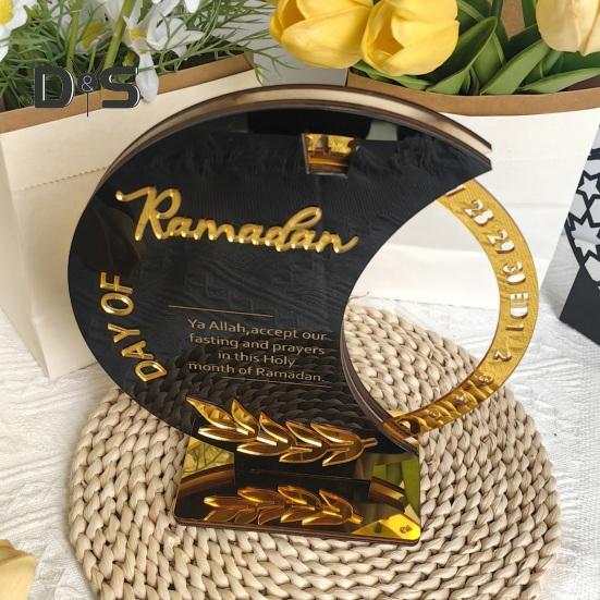 Календарь обратного отсчета на 30 дней до праздника Ид Рамадан, вращающийся адвент-календарь, деревянное исламское украшение стола для домашнего декора Мубарака