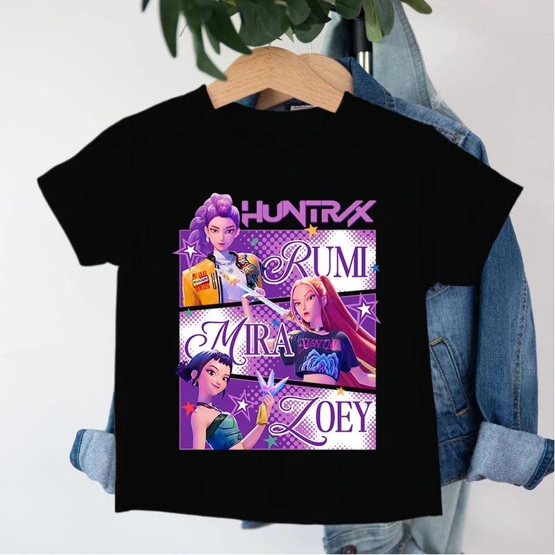 New 2026 KPop Demon Hunters Saja Boys Cartoon Boys Tshirt Round Neck Print Fashion Casual Top Childrens Tshirt Kids Clothing