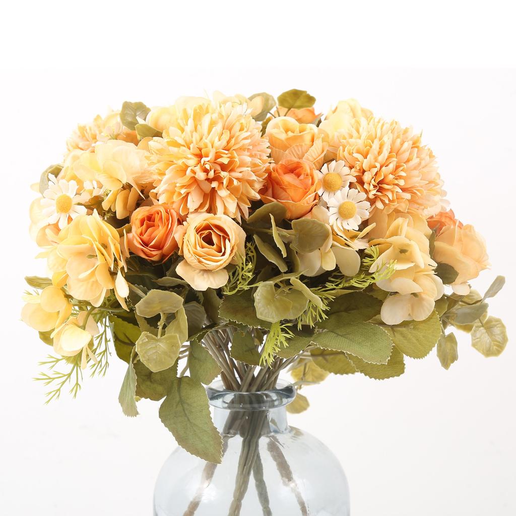 4 шт. поддельные гортензии розы искусственный шелковый букет ромашек осенние украшения для кухни, дома, сада, стола, центральные детали, декор