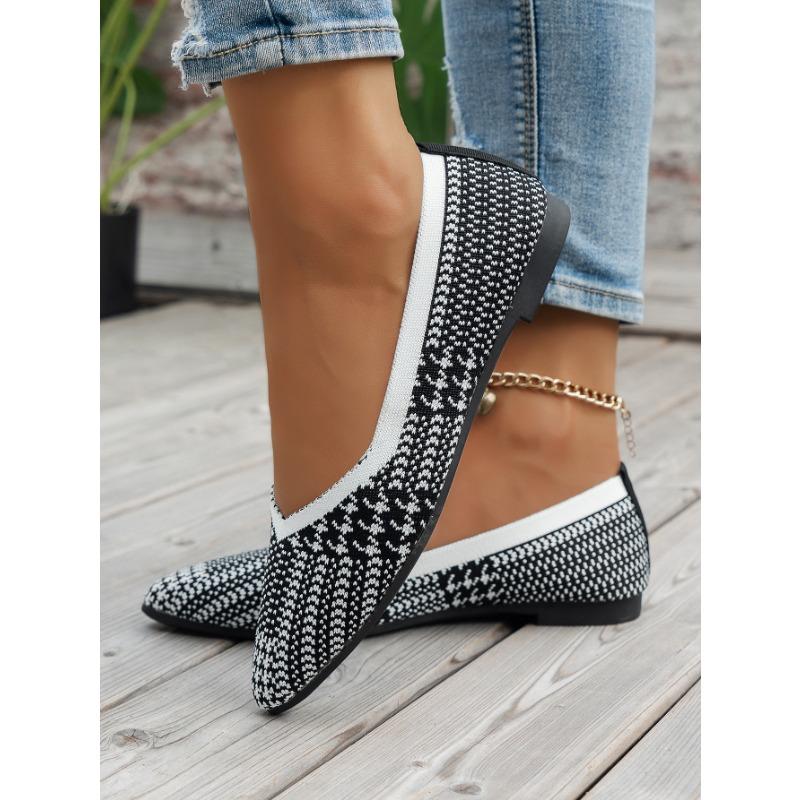 Large Pointed Fly Woven Single Shoes for Women, Thin Casual Shallow Mouth Flat Shoes