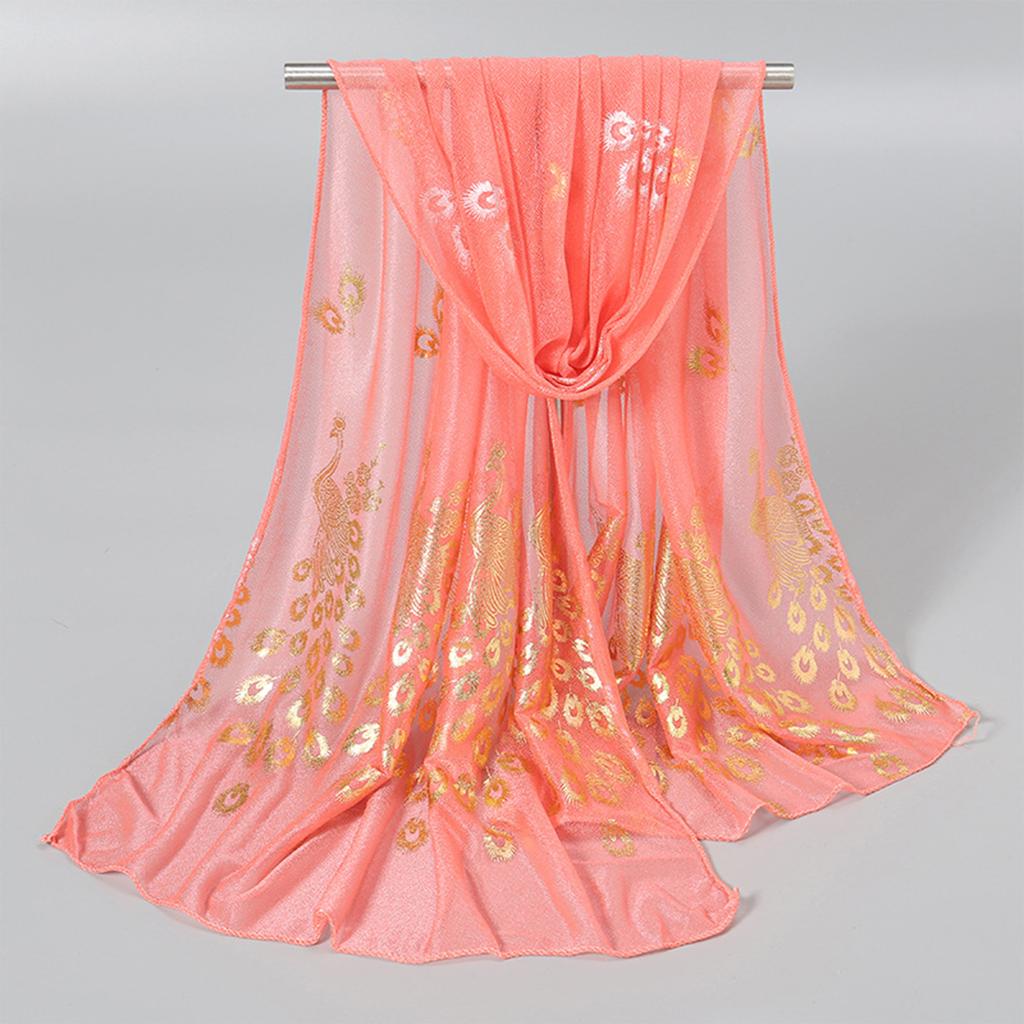 Женский элегантный темперамент, однотонный шарф с принтом павлина, легкая и удобная шаль