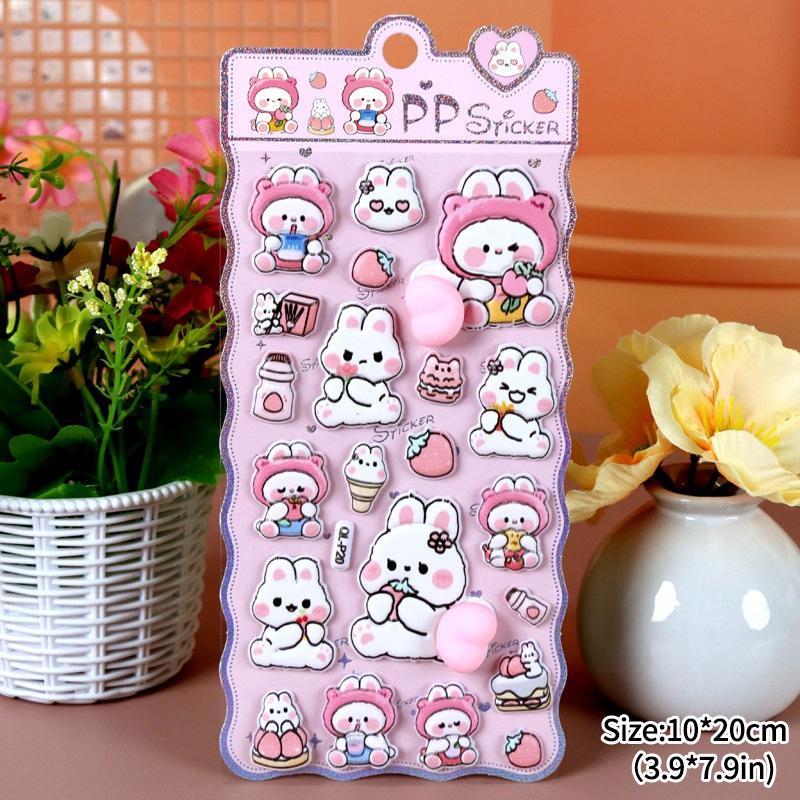 3D Cute Animal Butt Stickers Plush Pinched Happy Buttocks Sticker Stress Ease Puffy Sticker For Diy Scrapbook Phone Case Decal