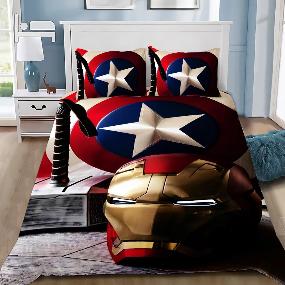 Hot Captain America Duvet Cover Pillowcase Superheroes Bedding Set Adult Boy Girl Bedroom Decoration Single Double Large Size