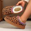 Мода 2024 года, модная зимняя обувь с леопардовым принтом, женские удобные теплые плюшевые зимние ботинки, женские туфли больших размеров на плоской подошве из хлопка