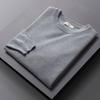 Men's Round Neck Sweater Autumn Winter Large Size Loose Knitted Sweater Keep Warm Top Solid Color Slim Inner Line Thin Section Bottoming Knit Sweater