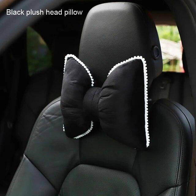 Милый цветок, мягкий плюш с бантом, подголовник автокресла, подушка для шеи, бархатная подушка для подголовника, подушки для талии, автомобильные аксессуары, интерьер