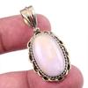 Natural Pink Opal Gemstone 925 Solid Sterling Silver Two Tone Pendant 1.50" D1e12
