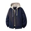 Unisex Hooded Cotton Puffer Jacket Winter Warm Thickened Layered Look Baseball Style Youth Casual Outerwear