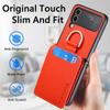 Card Slot Leather Ring Holder Case For Samsung Galaxy Z Flip 4 Flip3 Flip5 Flip4 Flip 5 3 Zflip4 Zflip3 Protective Cover Coque
