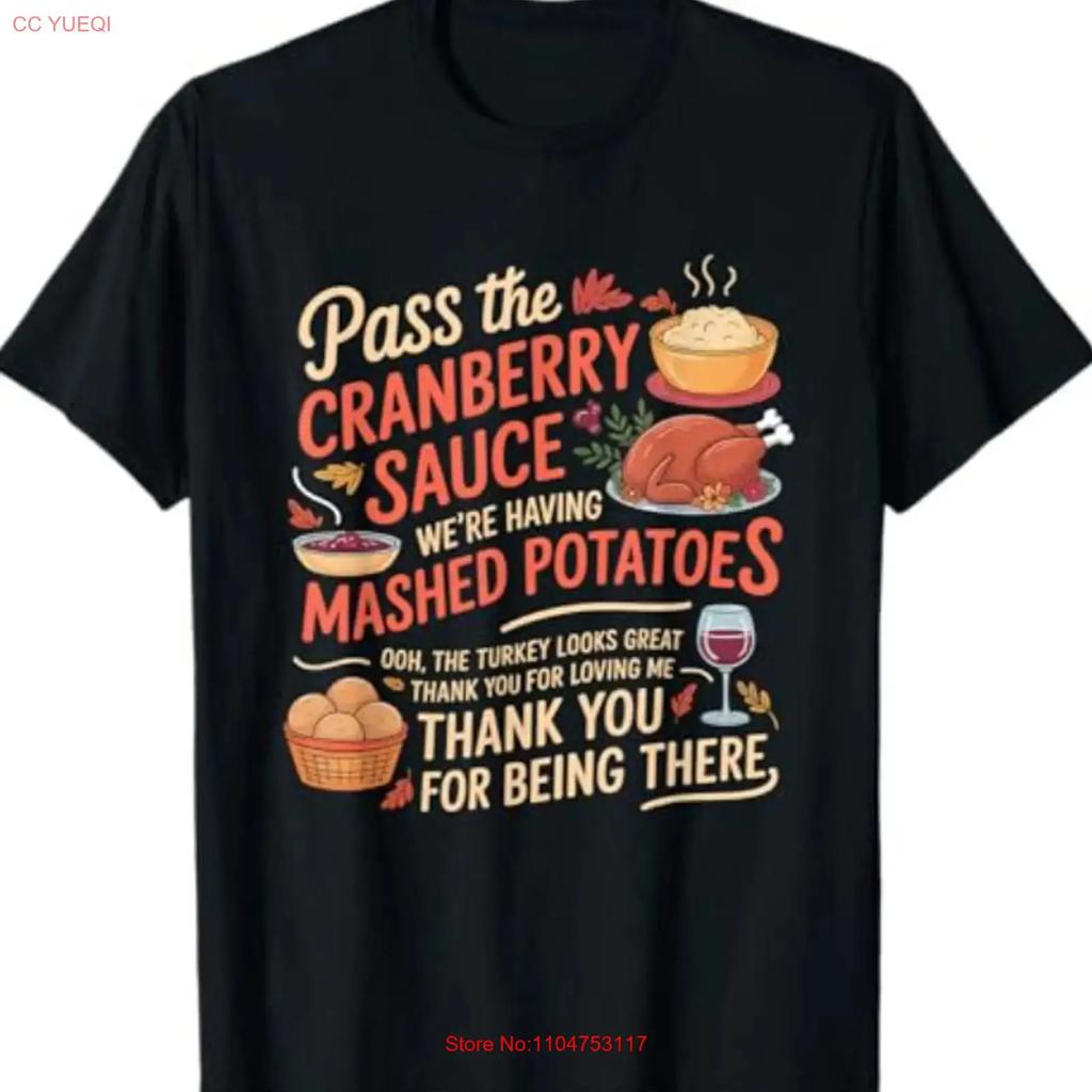 Pass The Cranberry Sauce Funny Thanksgiving T Shirt Vintage Casual Top For Everyday Wear Streetwear Versatile Slightly