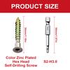 VKKM 100 шт. Шестигранные самонарезающие винты с покрытием из цветного цинка, с битами, Высокая прочность и коррозионная стойкость