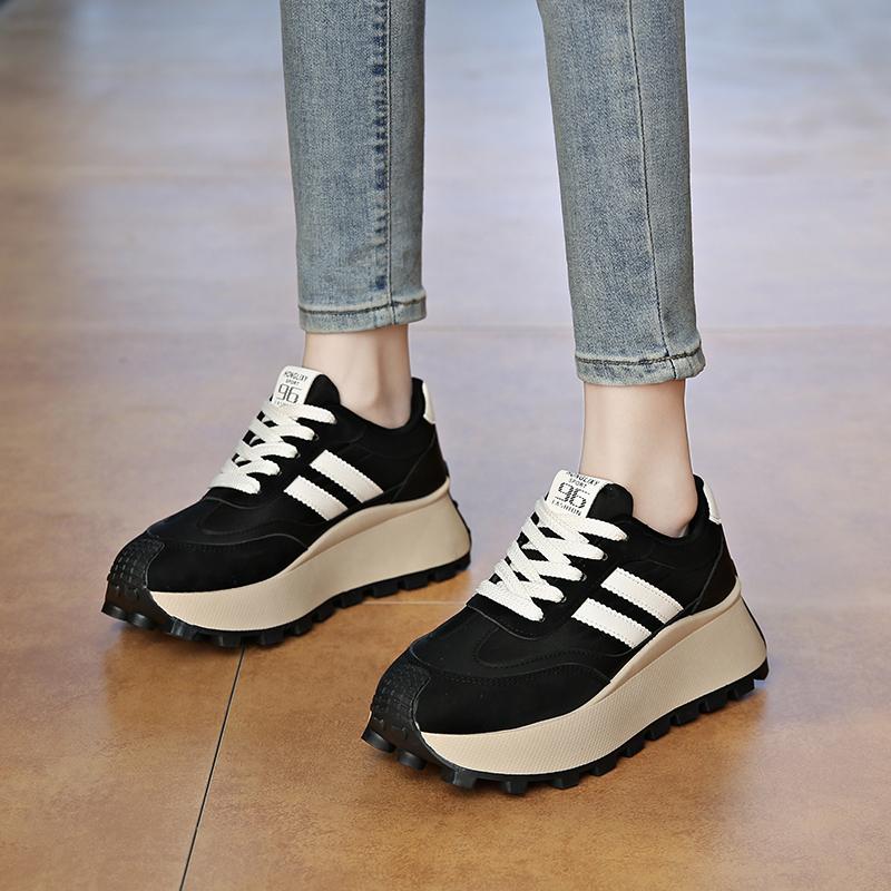 Мода CRLAYDK Мода Женские Нескользящие Туфли на Платформе для Ходьбы Повседневные Кроссовки для Увеличения Роста Удобные На Шнуровке Стильные Теннисные