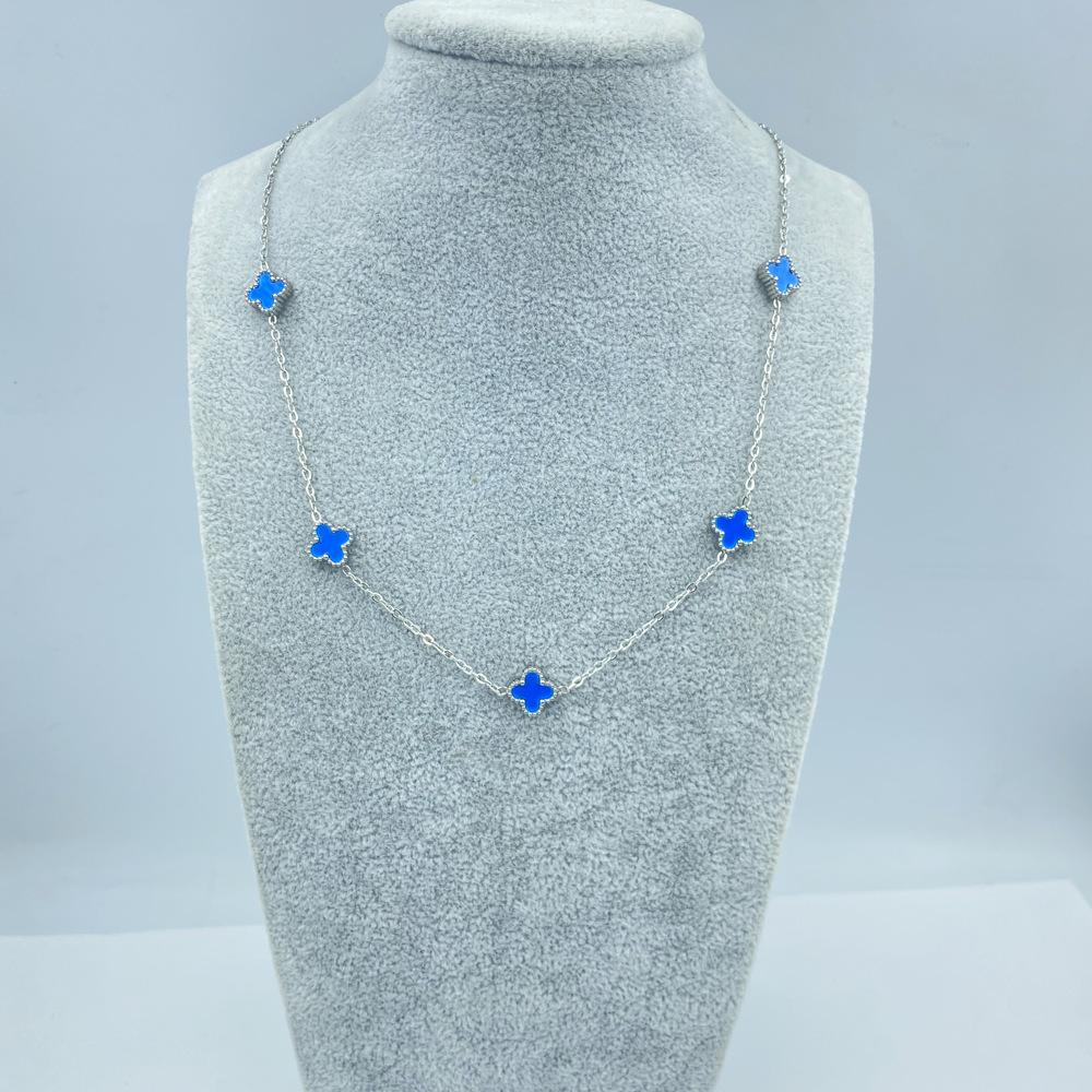 9MM Titanium Steel Four-leaf Clover Shell 5 Flowers Necklace Women's New Light Luxury Hundred Lock Bone Chain Shell Collar Jewelry