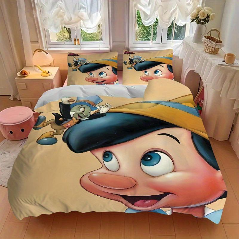 3pcs Pinocchio Jiminy Cricket Quilt Cover Set (1 Quilt Cover + 2 Pillowcases Without Pillow Core), High-Definition Printing for Home and Dormitor
