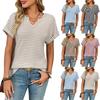 Ladies Summer Short Sleeve V Neck Striped Pullover T Shirt Top