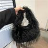 Women Plush Small Purse Soft Luxury Tote Handbag Faux Fur Fluffy Wrist Bags Girls Winter Daily Crossbody Shoulder Bag
